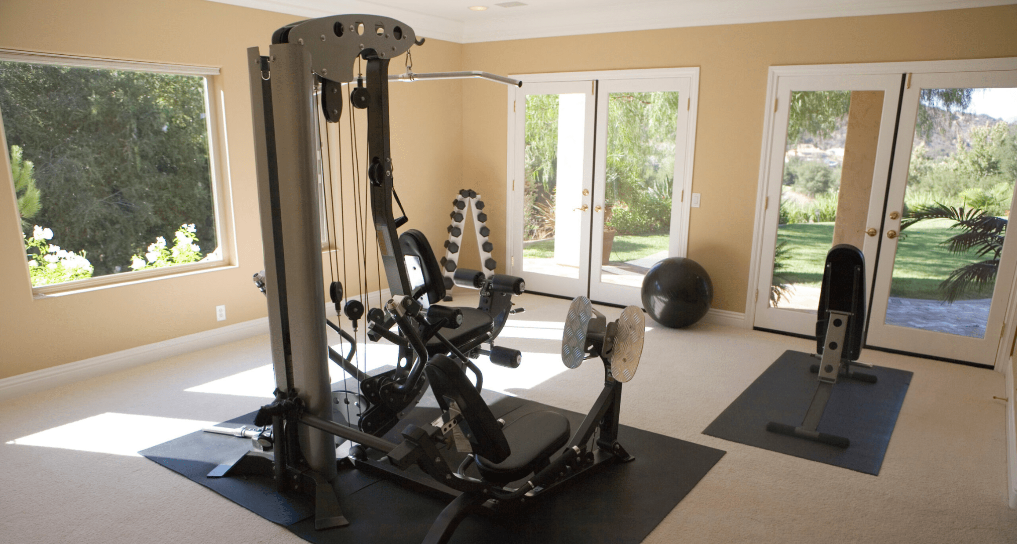 Image of a multi-gym piece of weight equipment in a home gym.